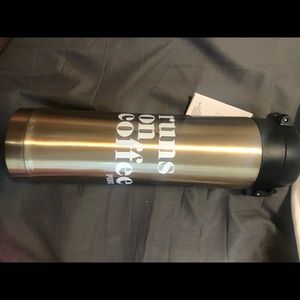 “runs on coffee” PINK thermos